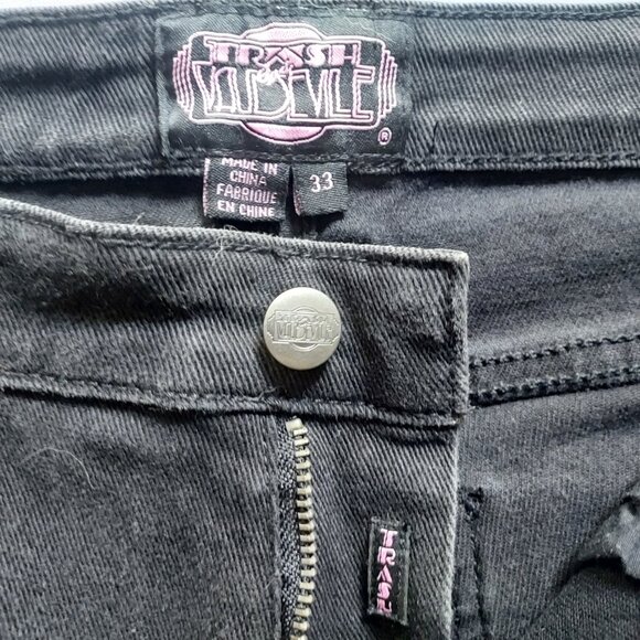 TRASH & VAUDEVILLE BLACK MENS SKINNY JEANS 33x30 - Picture 3 of 4